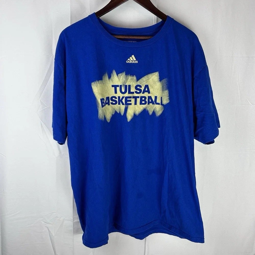 Tulsa Golden Hurricanes Basketball Adidas Mens 2X Short‎ Sleeve T Shirt TU *Flaw